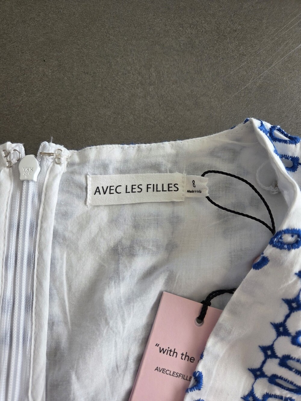 Avec Les Filles Cotton Eyelet Fit & Flare Mini Dress Size 8 NWT - Picture 8 of 13